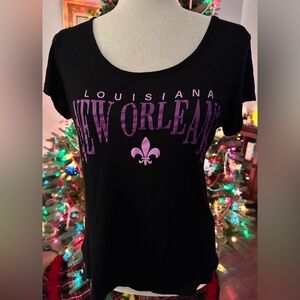 New Orleans Woman’s Black and Purple Tee